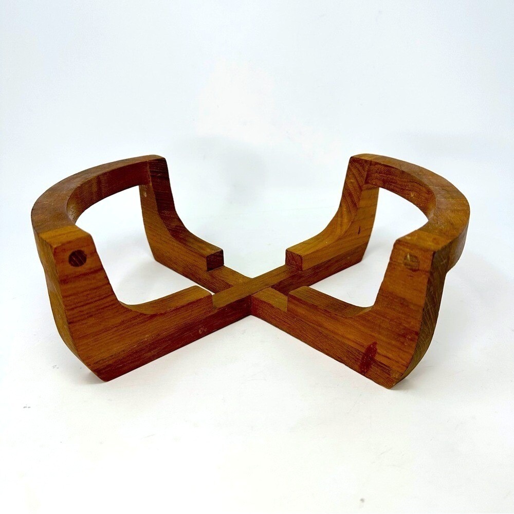 Gailstyn Sutton MCM Teak Wood Casserole Cradle Stand Base‎ Holder 9"